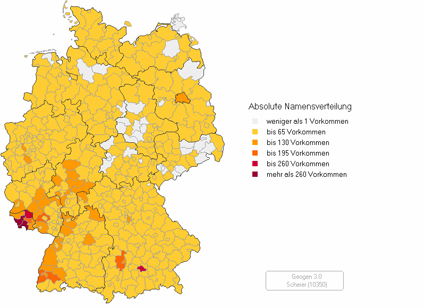 Absolute Namenverteilung Scherer