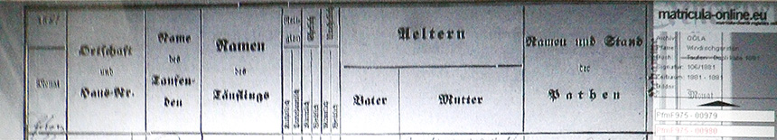 Trauungseintragung der zwei Söhne von Adam Waag